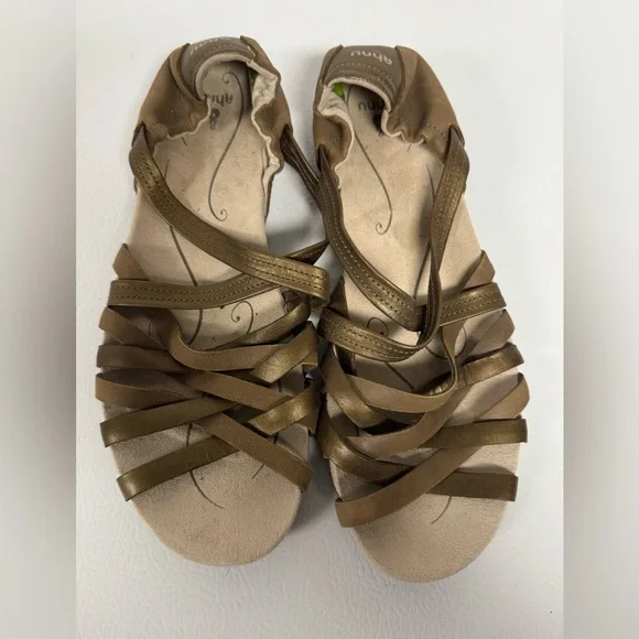 Ahnu Maia Sandals Gold Brown Strappy Leather Metallic Comfort Boho Women 10.5 - Picture 3 of 7